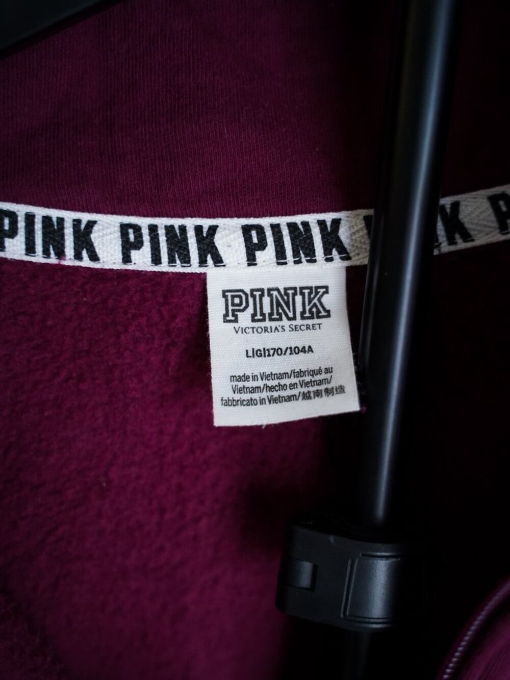 Victoria's Secret PINK Women's Maroon Quarter-Zip Pullover Sweatshirt Large - Picture 3 of 10